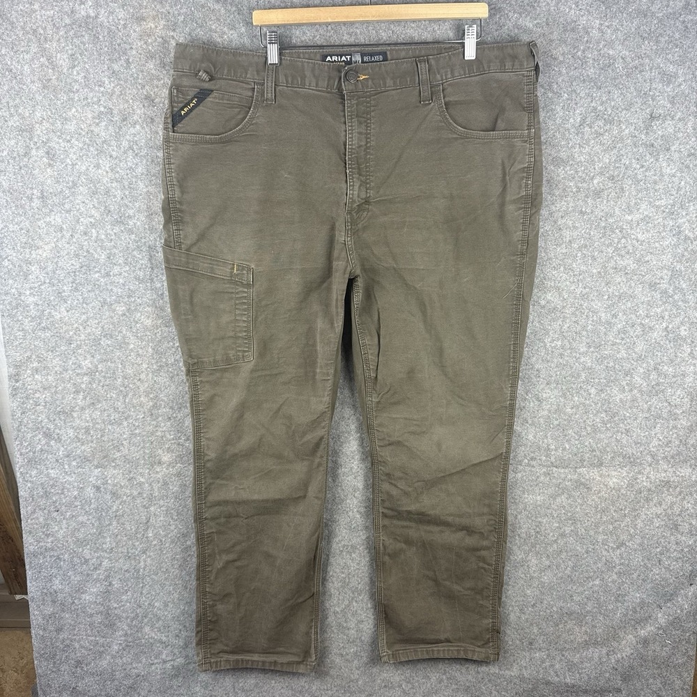 Ariat Rebar Work Pants Men 42x30 Gray M4 DuraStretch Utility Relaxed Straight